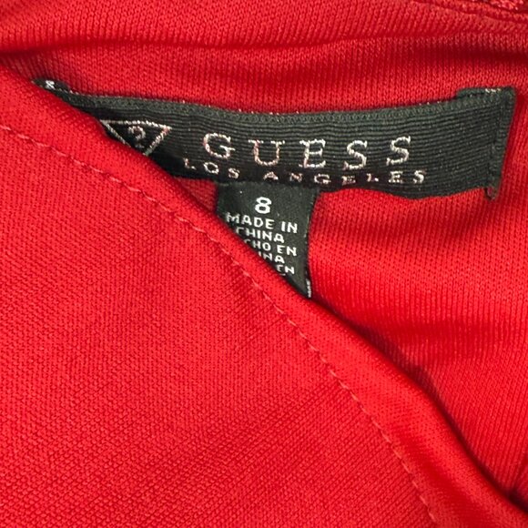 Guess Embroidered Floral Layered Lace Asymmetrical Mini Slip Dress Womens 8 Red - Picture 2 of 11